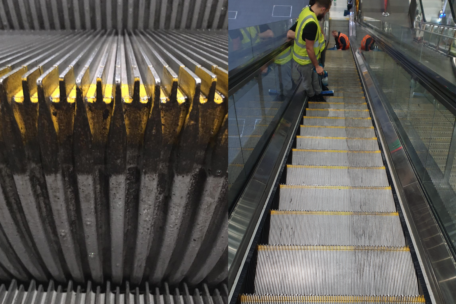 Escalator before cleaning